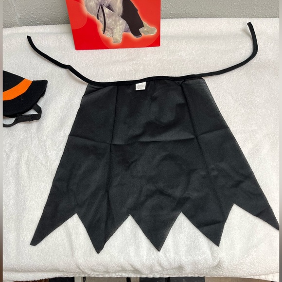 Black And Orange Halloween Costume Hat And Cape - Picture 3 of 14